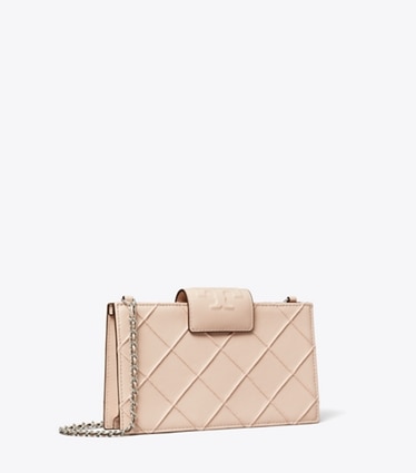 Tory Burch designer mini bags Mini Fleming Soft Chain Wallet in Soft Pink angle