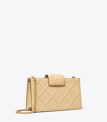 Tory Burch designer mini bags Mini Fleming Soft Chain Wallet in Vanilla Soft Serve angle