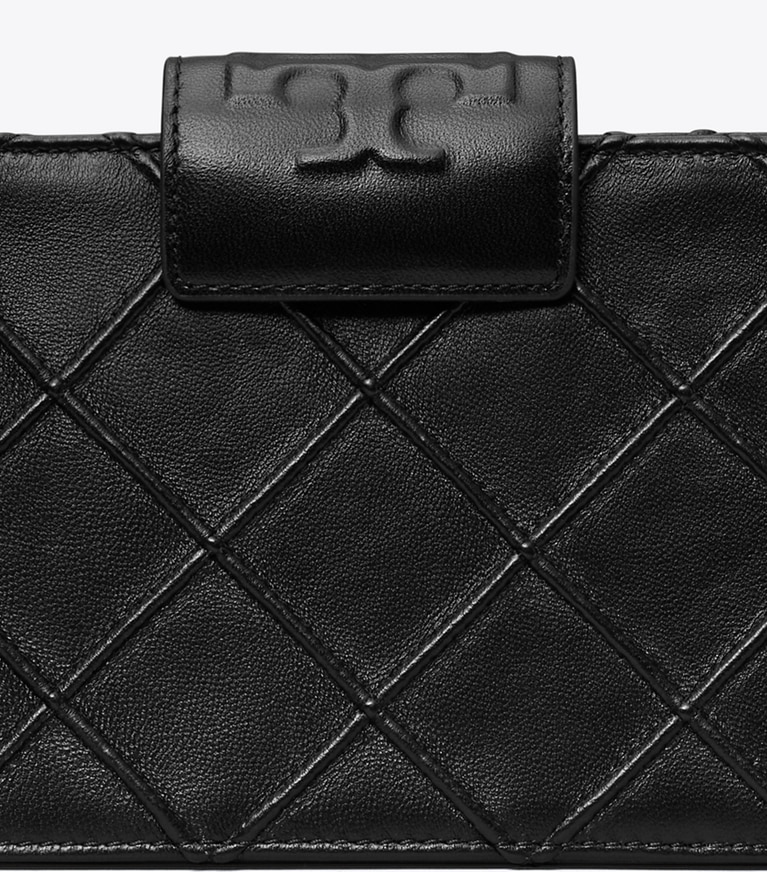 Tory Burch designer mini bags Mini Fleming Soft Chain Wallet in Black angle