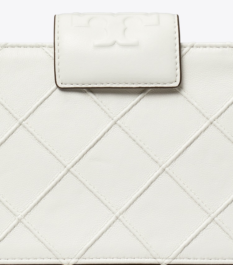 Tory Burch designer mini bags Mini Fleming Soft Chain Wallet in Blanc detail