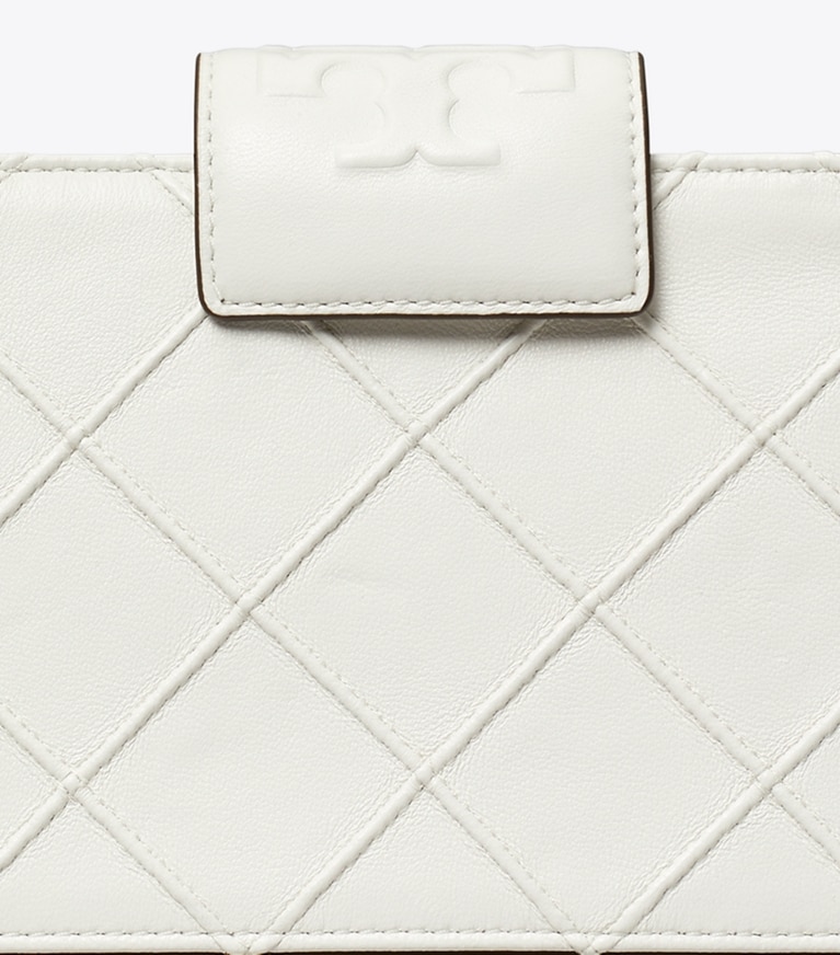 Tory Burch designer mini bags Mini Fleming Soft Chain Wallet in Blanc angle