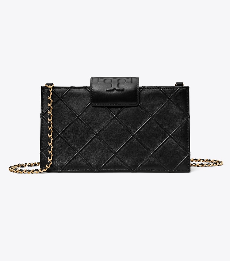 Tory Burch designer mini bags Mini Fleming Soft Chain Wallet in Black front