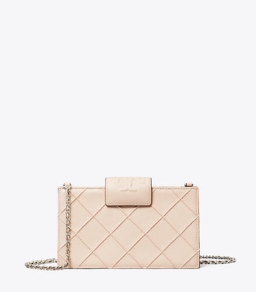 Tory Burch designer mini bags Mini Fleming Soft Chain Wallet in Soft Pink front