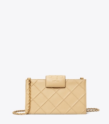 Tory Burch designer mini bags Mini Fleming Soft Chain Wallet in Vanilla Soft Serve front