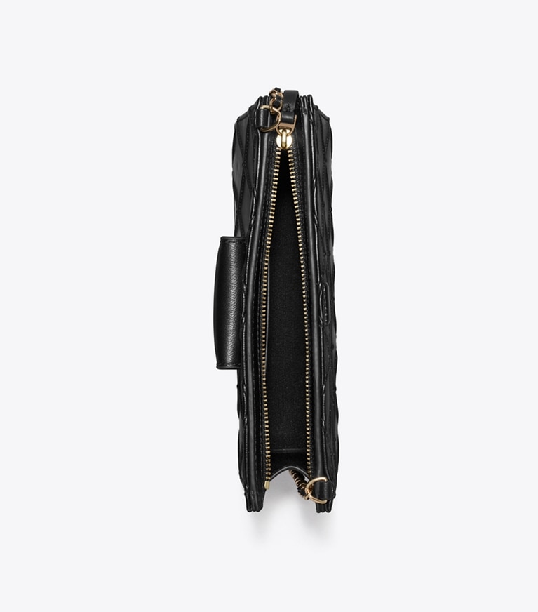 Tory Burch designer mini bags Mini Fleming Soft Chain Wallet in Black angle