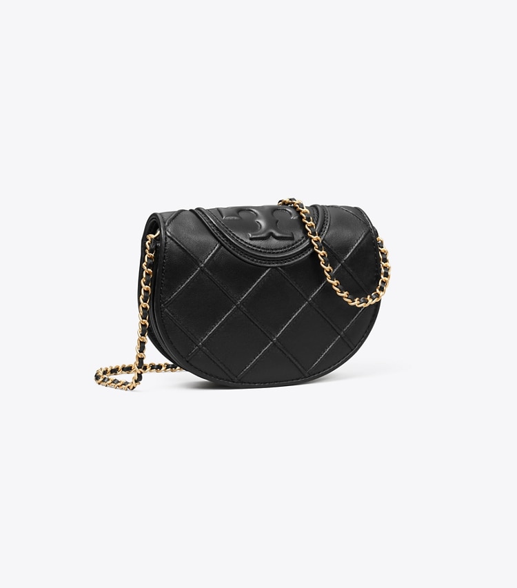 Tory Burch designer mini bags Mini Fleming Soft Crossbody in Black angle