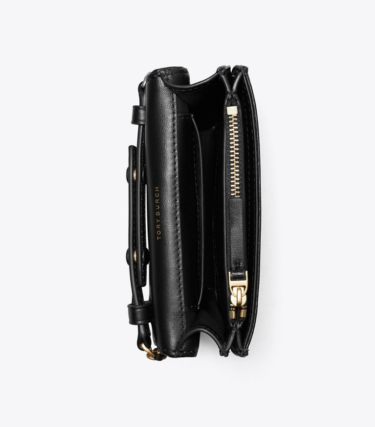 Tory Burch designer mini bags Mini Fleming Soft Crossbody in Black angle