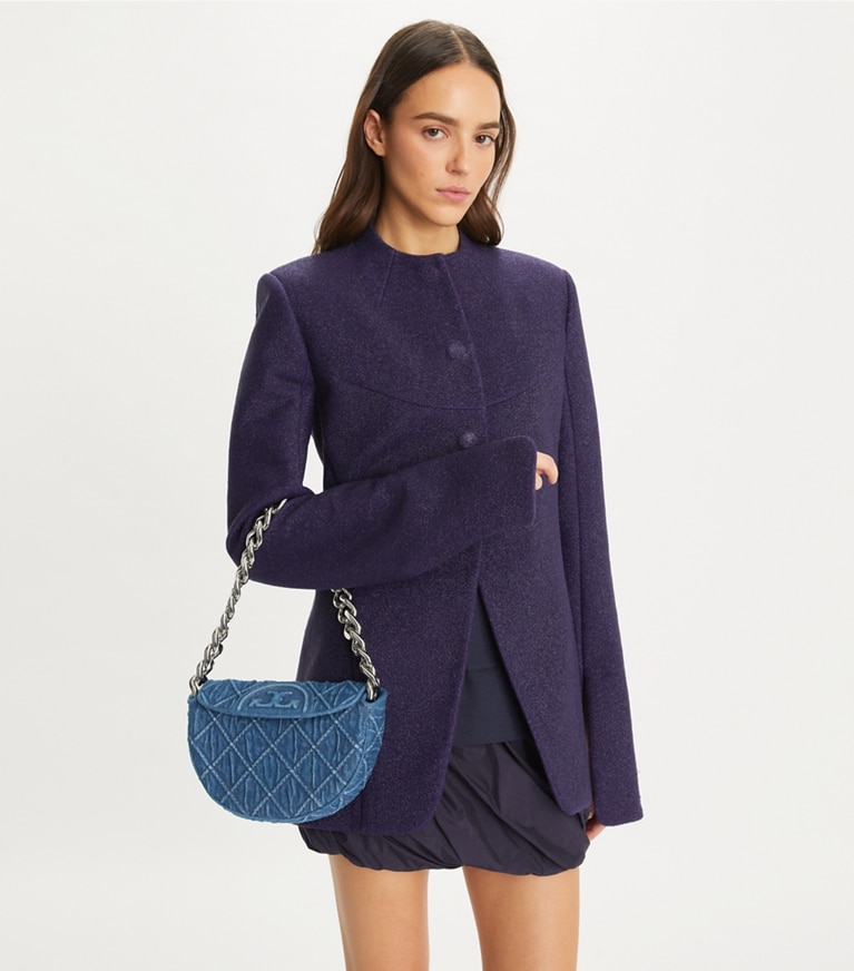 Mini Fleming Soft Denim Crescent Bag: Women's Designer Shoulder ...