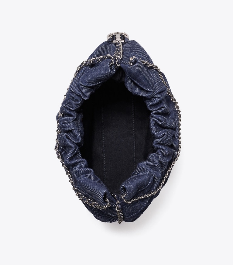 Tory Burch designer クロスボディバッグ フレミング ソフトデニム ミニホーボーバッグ in Blue オーバーヘッド