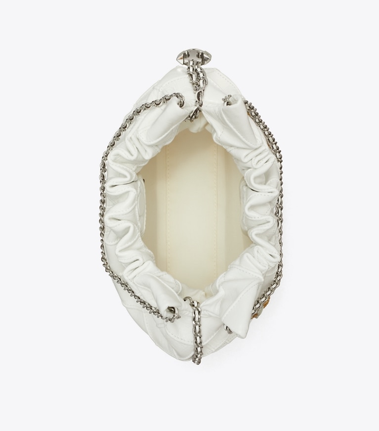 Tory Burch designer crossbody bags Mini Fleming Soft Distressed Hobo Bag in Blanc angle