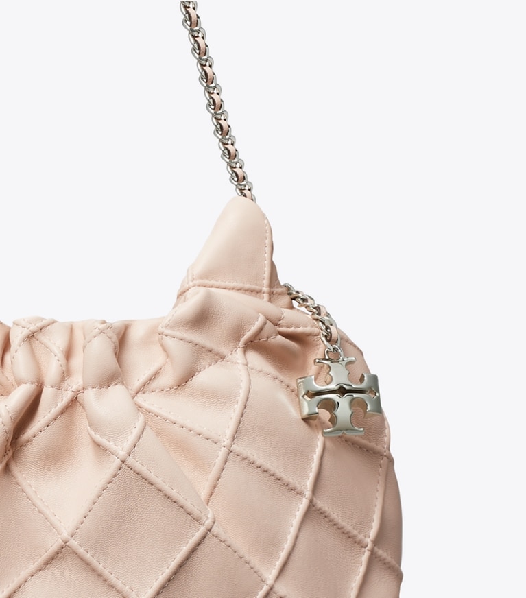 Tory Burch designer crossbody bags Mini Fleming Soft Hobo Bag in Soft Pink angle