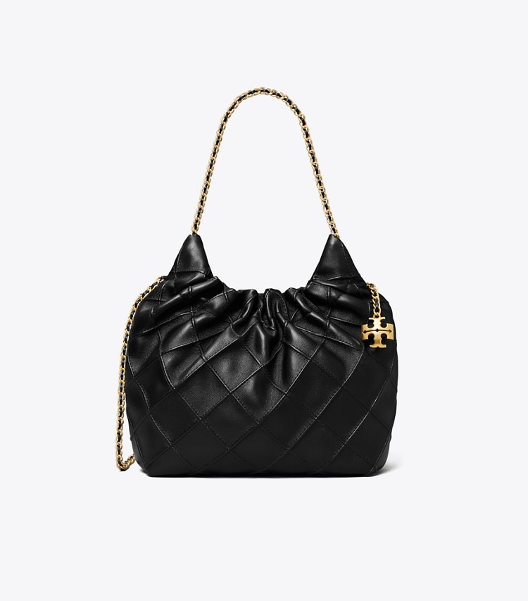 Tory Burch designer クロスボディバッグ フレミング ミニドローストリングバッグ in Black front