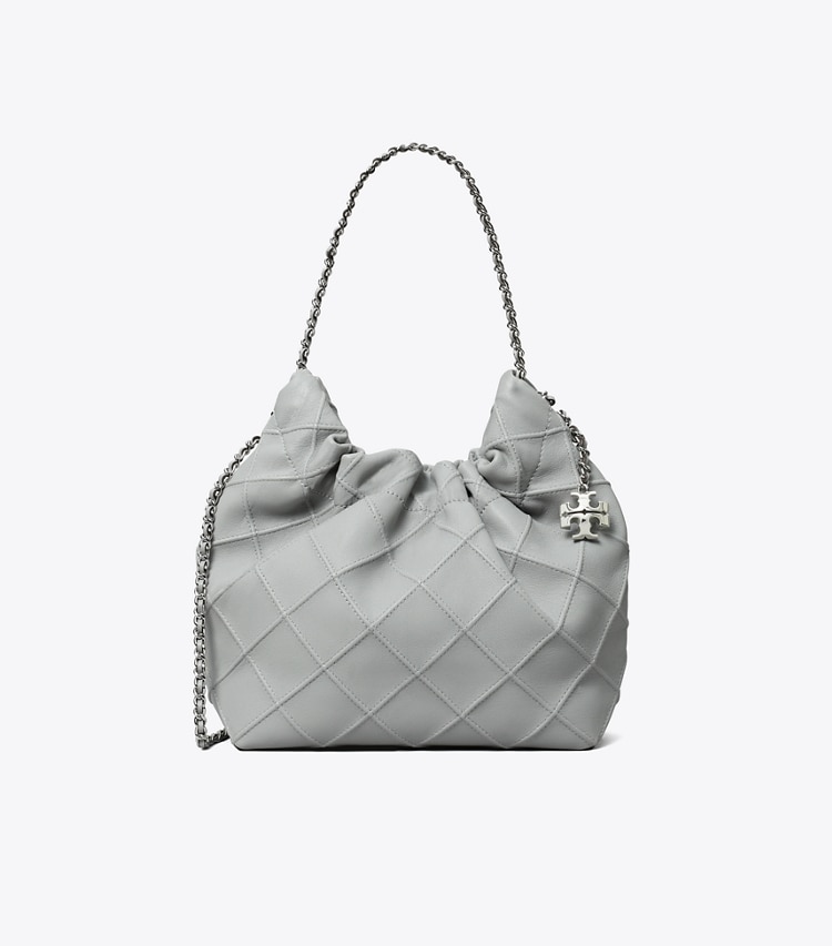 Tory Burch designer クロスボディバッグ フレミング ミニドローストリングバッグ in Gray front