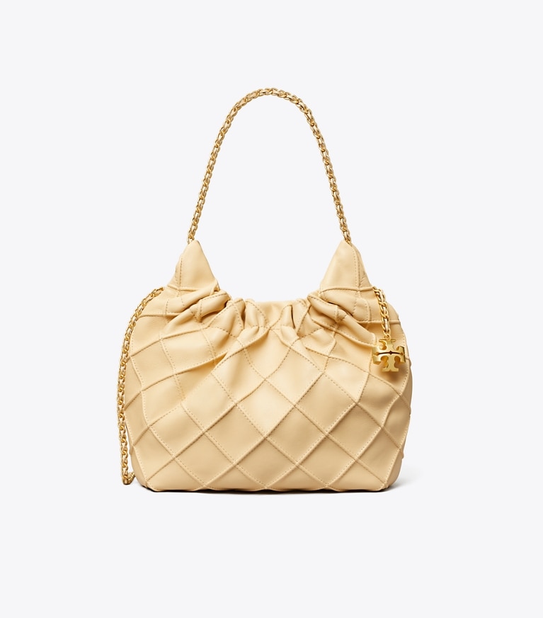 Tory Burch designer crossbody bags Mini Fleming Soft Hobo Bag in Vanilla Soft Serve angle