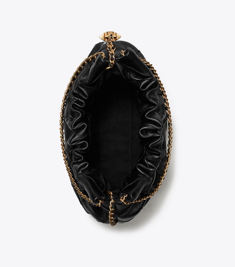 Tory Burch designer クロスボディバッグ フレミング ミニドローストリングバッグ in Black angle