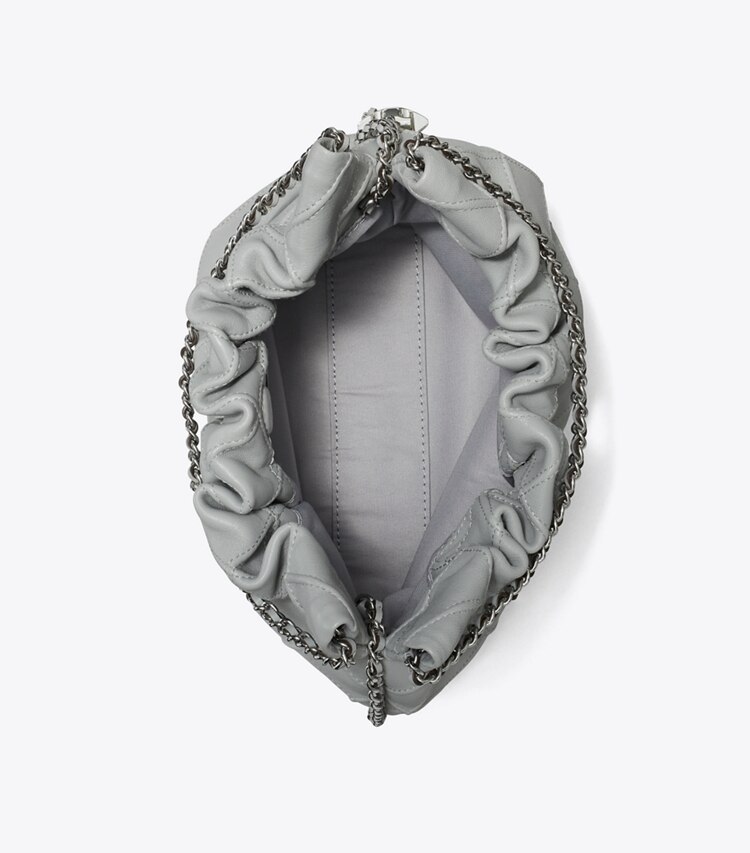 Tory Burch designer クロスボディバッグ フレミング ミニドローストリングバッグ in Gray オーバーヘッド