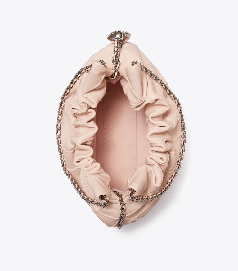 Tory Burch designer crossbody bags Mini Fleming Soft Hobo Bag in Soft Pink angle
