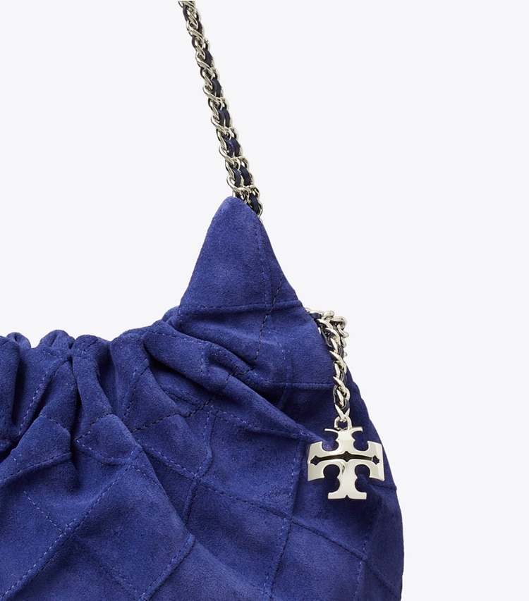 Tory Burch designer クロスボディバッグ フレミング ソフトスエード ミニホーボーバッグ in Navy Day ディテール