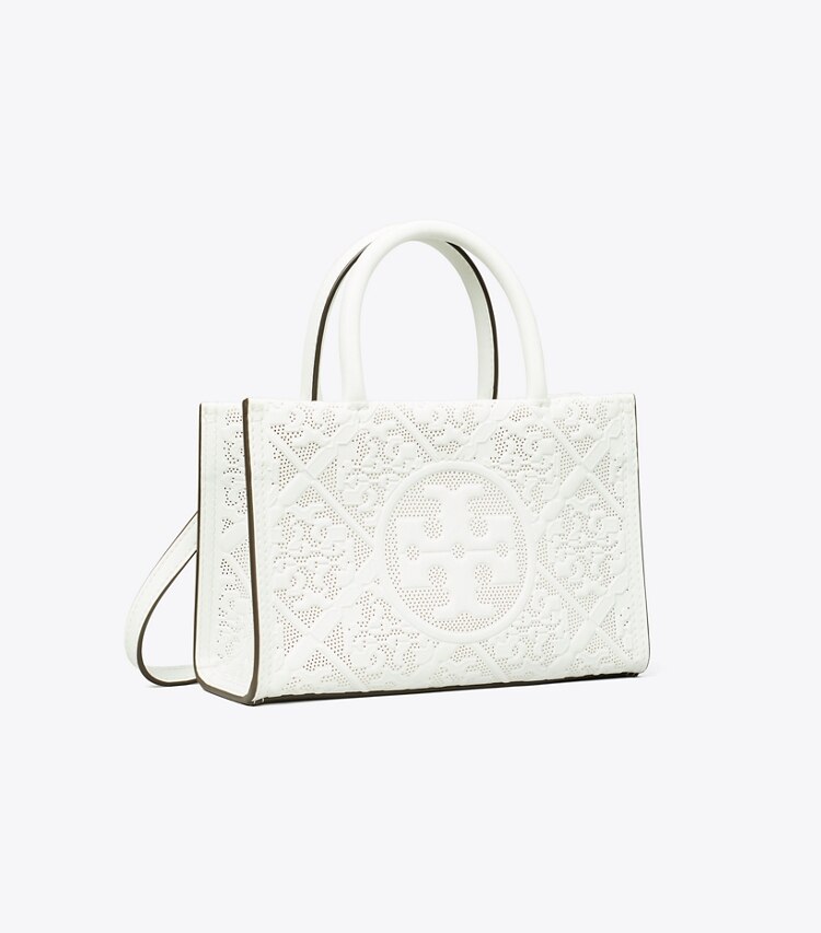 Tory Burch designer sacs à bandoulière Mini fourre-tout Ella Bio perforé dans Blanc angle