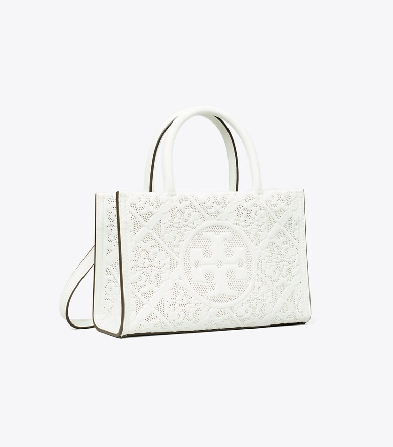 Tory Burch designer sacs à bandoulière Mini fourre-tout Ella Bio perforé dans Blanc angle