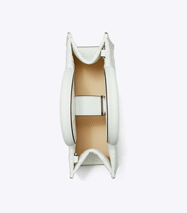 Tory Burch designer sacs à bandoulière Mini fourre-tout Ella Bio perforé dans Blanc vue du dessus