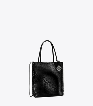 Tory Burch designer sacs à bandoulière Mini fourre-tout Night Owl orné de cristaux dans Black angle