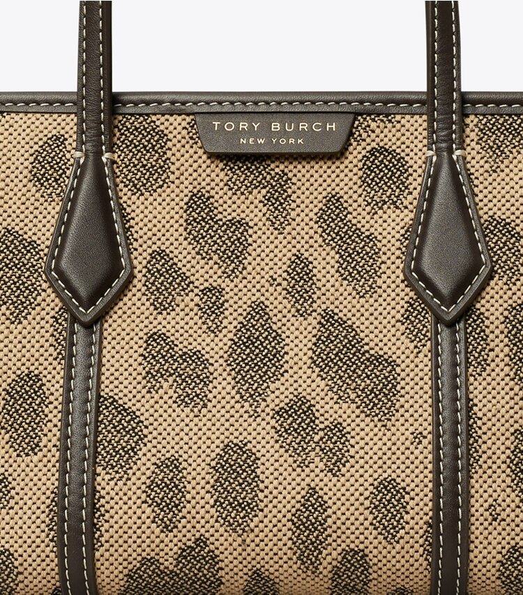 Tory Burch designer sacs à bandoulière Mini fourre-tout Perry en toile dans Cheetah détails