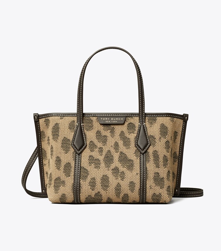 Tory Burch designer sacs à bandoulière Mini fourre-tout Perry en toile dans Cheetah de face