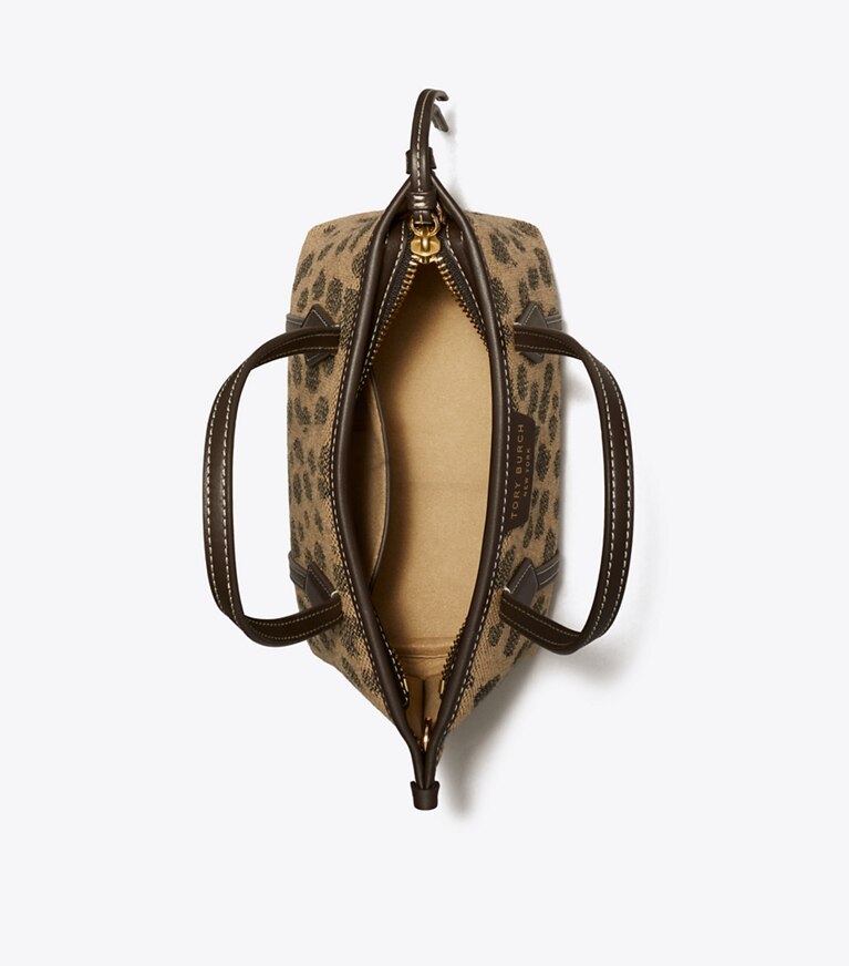Tory Burch designer sacs à bandoulière Mini fourre-tout Perry en toile dans Cheetah vue du dessus