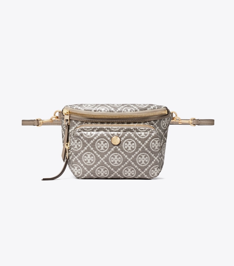 Tory Burch designer gürteltaschen Mini-Gürteltasche aus beschichtetem Jacquard mit T-Monogramm in Charcoal additional