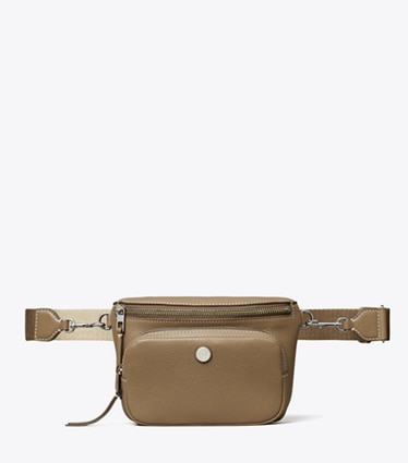 Tory Burch designer gürteltaschen Mini-Gürteltasche aus Strukturleder in Wild Mushroom front