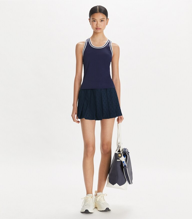 Tory Sport designer bas Mini jupe de tennis en molleton jacquard in Tory Navy front