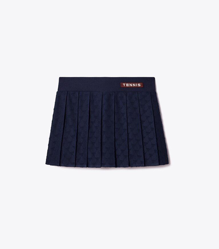 Tory Sport designer bas Mini jupe de tennis en molleton jacquard in Tory Navy front
