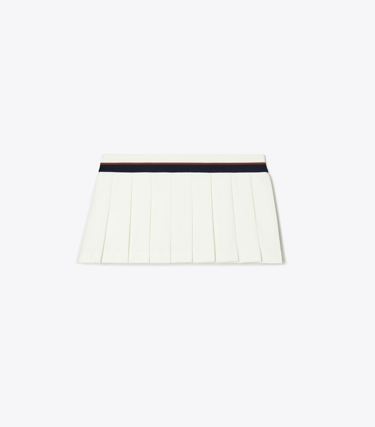 Tory Sport designer bas Mini jupe de tennis en tissu technique stretch in Snow White front