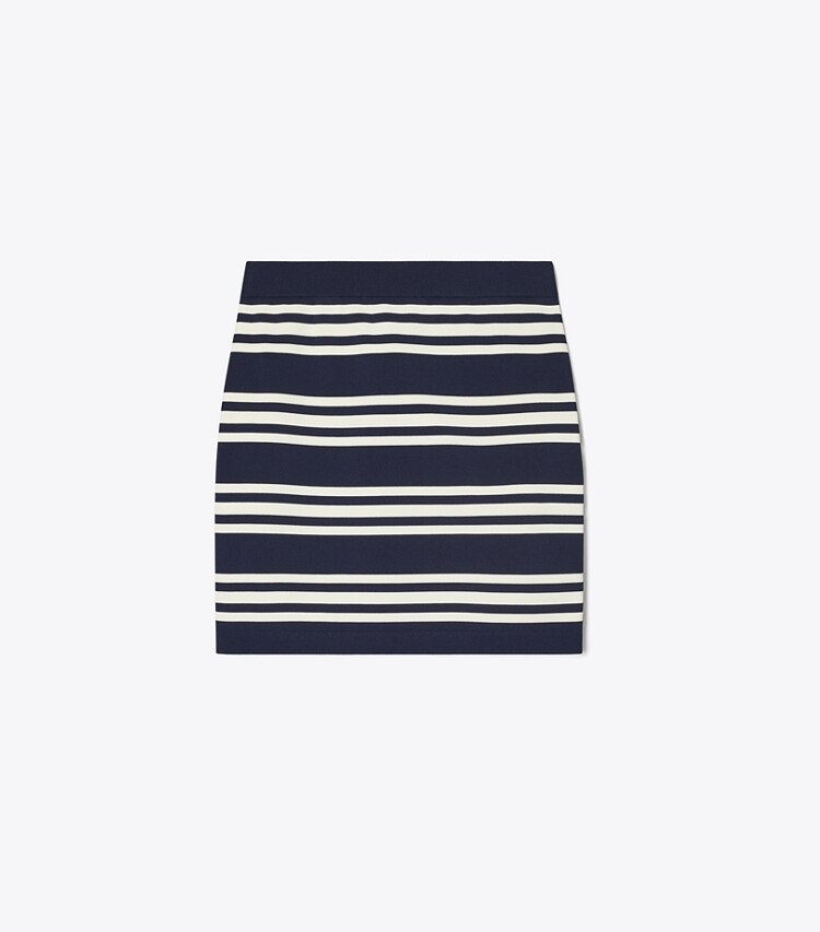 Tory Sport designer bas Mini-jupe en viscose dans Tory Navy City Stripe de face