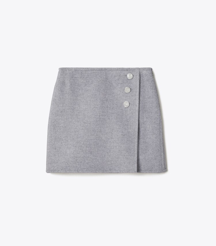 Tory Burch designer bas Mini-jupe T Monogram in Gray Melange T Monogram Jacquard Combo B front