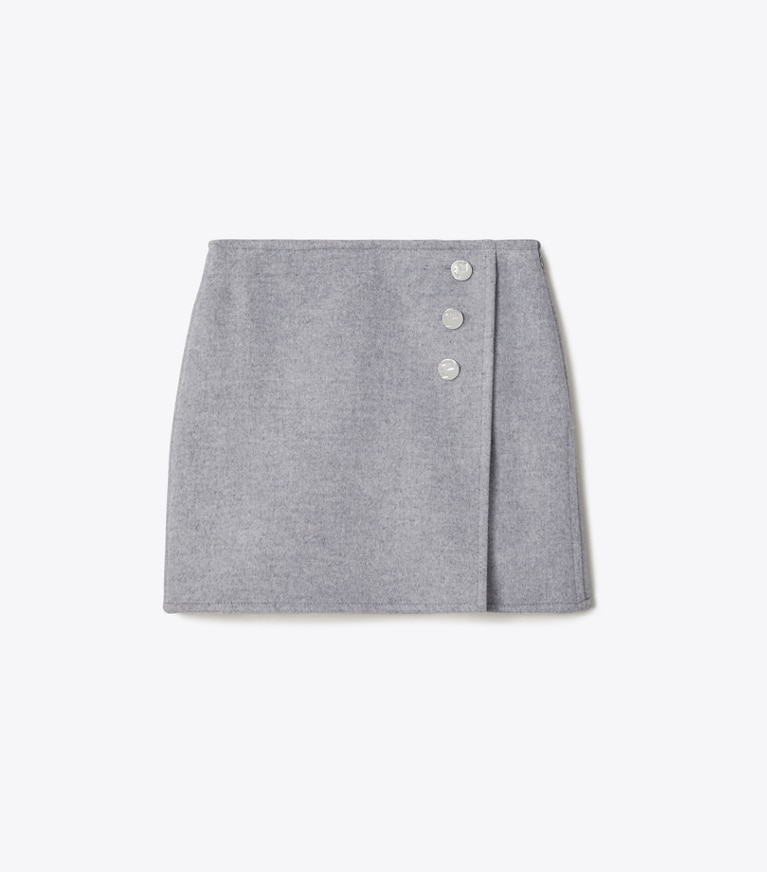 Tory Burch designer bas Mini-jupe T Monogram in Gray Melange T Monogram Jacquard Combo B front