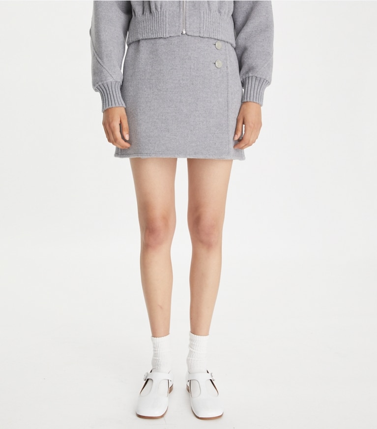 Tory Burch designer bas Mini-jupe T Monogram in Gray Melange T Monogram Jacquard Combo B front