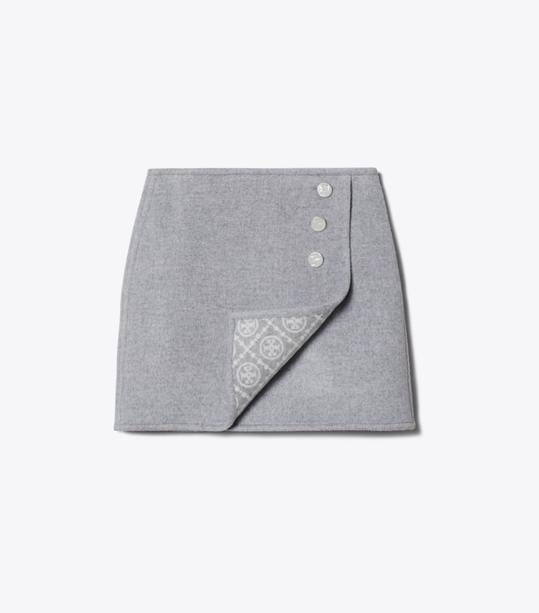Tory Burch designer bas Mini-jupe T Monogram in Gray Melange T Monogram Jacquard Combo B front