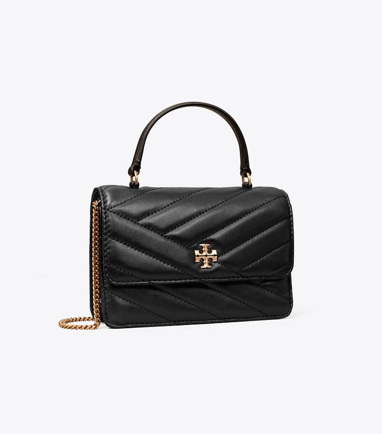 Tory Burch designer mini bags Mini Kira Chevron Top Handle Crossbody in Black angle