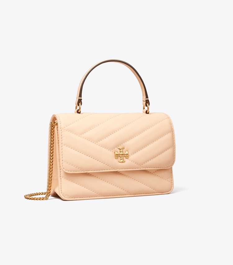 Tory Burch designer mini bags Mini Kira Chevron Top Handle Crossbody in Apricot angle