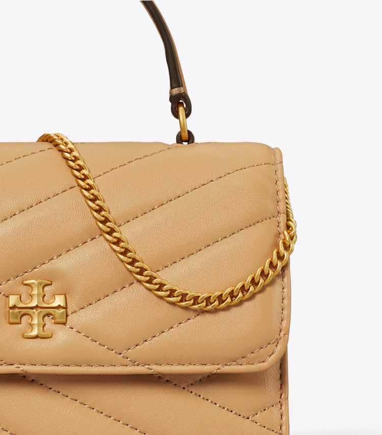 Tory Burch designer mini bags Mini Kira Chevron Top Handle Crossbody in Desert Dune detail
