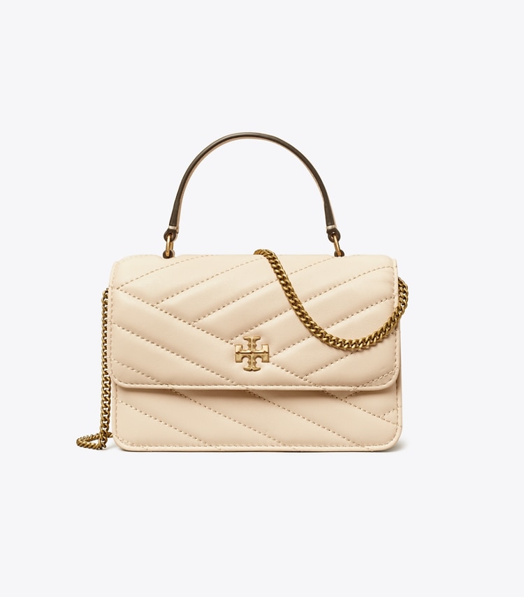 Tory Burch designer mini bags Mini Kira Chevron Top Handle Crossbody in New Cream front