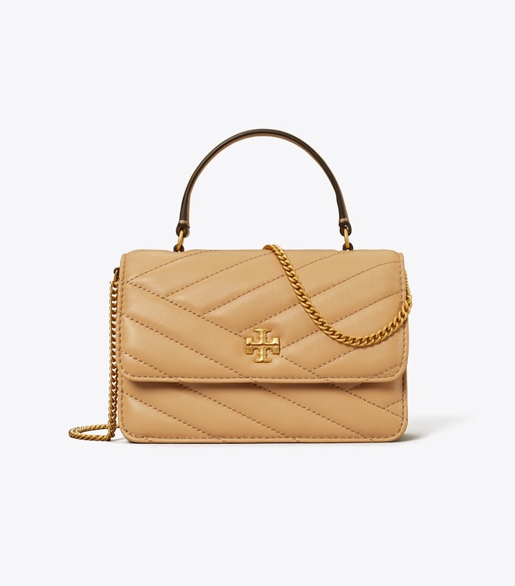 Tory Burch designer mini bags Mini Kira Chevron Top Handle Crossbody in Desert Dune front