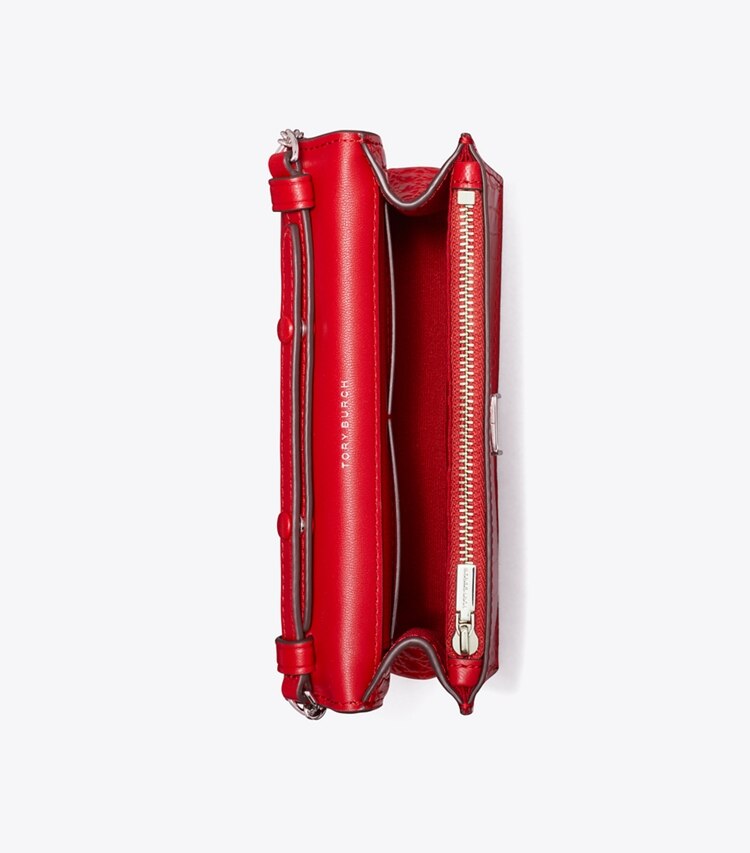 Tory Burch designer kleine taschen Mini Kira Croc-Embossed Top-Handle Crossbody in Red Sky von oben