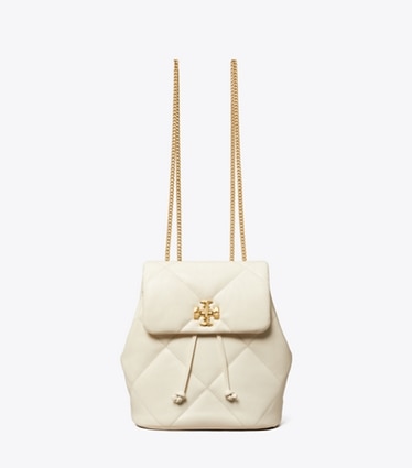 Tory Burch designer backpacks Mini Kira Diamond Quilt Backpack in Warm White front