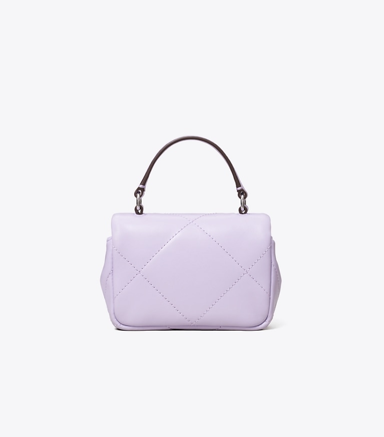 Tory Burch designer mini bags Mini Kira Diamond Quilt Clover Chain Wallet in Purple Heather angle