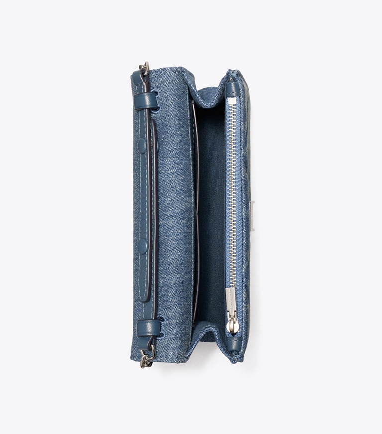 Tory Burch designer mini bags Mini Kira Diamond Quilt Denim Top-Handle Crossbody in Cruise overhead