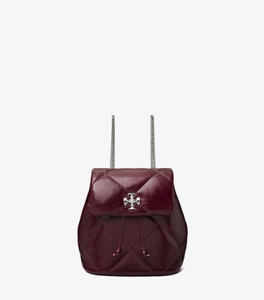 Tory Burch designer backpacks Mini Kira Diamond Quilt Distressed Backpack in Dark Carmine front