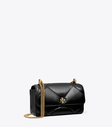 Tory Burch designer crossbody bags Mini Kira Diamond Quilt Flap Bag in Black angle